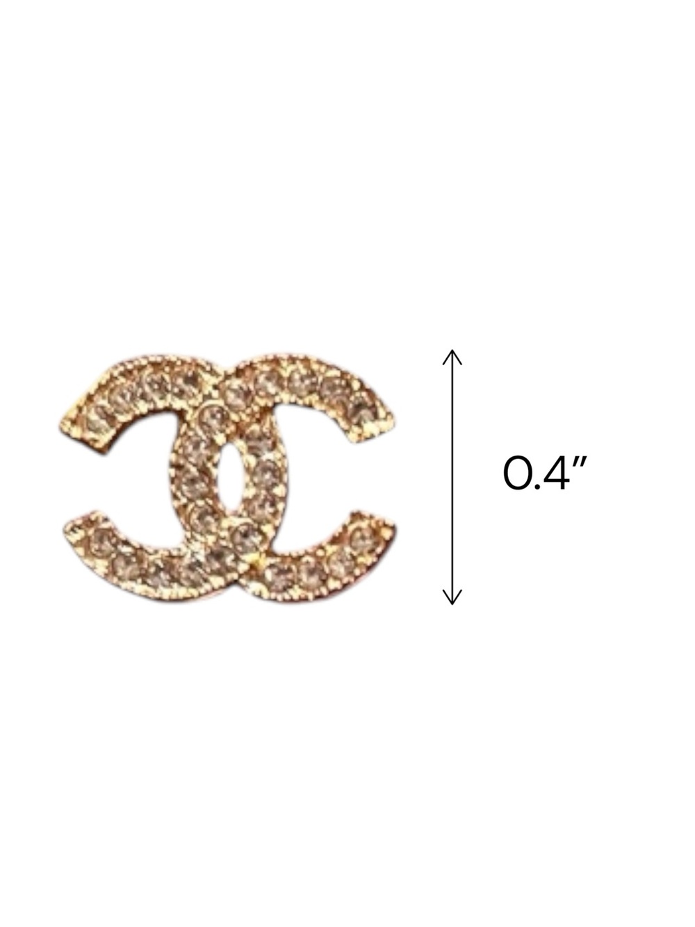 Designer Inspired Small Gold-Tone Iridescent Crystal Logo Stud Earrings - Picture 3 of 3